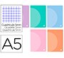 Libreta liderpapel 360 tapa de plastico a5 48 hojas 90gr cuadro 5 mm con doble margen colores pastel
