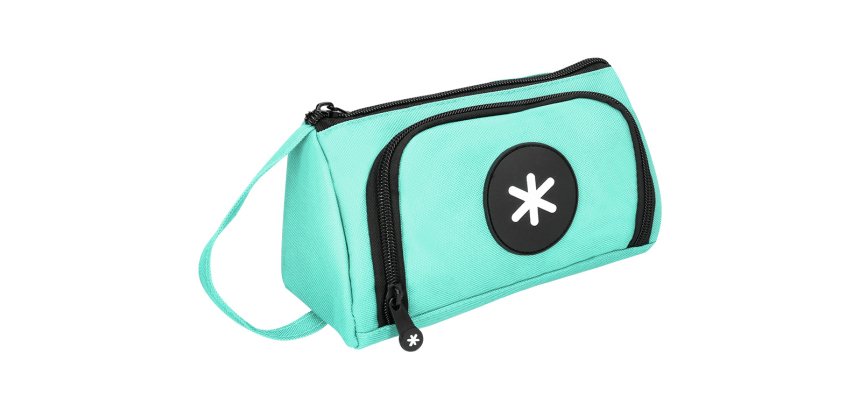 Bolso escolar portatodo antartik con bolsillo delantero desplegable color menta 110x85x200 mm