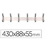 Perchero liderpapel pared metalico 6 colgadores color plata mate 430x88x55 mm