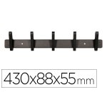 Perchero liderpapel pared metalico 5 colgadores color negro 430x88x55 mm