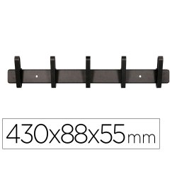 Perchero liderpapel pared metalico 5 colgadores color negro 430x88x55 mm