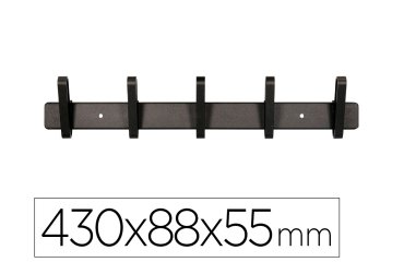 Perchero liderpapel pared metalico 5 colgadores color negro 430x88x55 mm