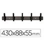 Perchero liderpapel pared metalico 5 colgadores color negro 430x88x55 mm