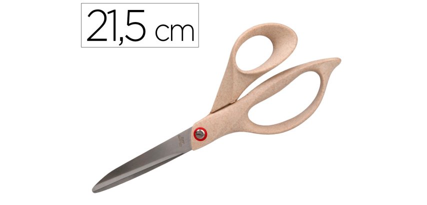 Tijera oficina liderpapel acero inoxidable mango eco material 8\" 21,5 cm en blister