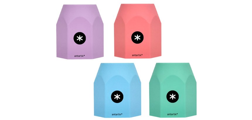 Cubilete portalapices antartik celeste coral lavanda y menta pastel silicona hexagonal 95x85x75 mm