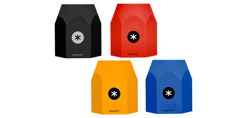 Cubilete portalapices antartik azul mostaza negro y rojo opaco silicona hexagonal 95x85x75 mm