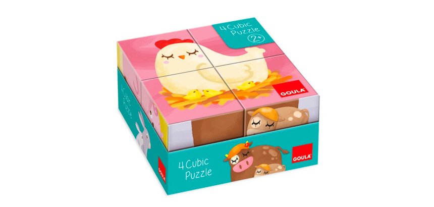 Puzle goula cubos de carton 6 escenas diferentes 4 piezas