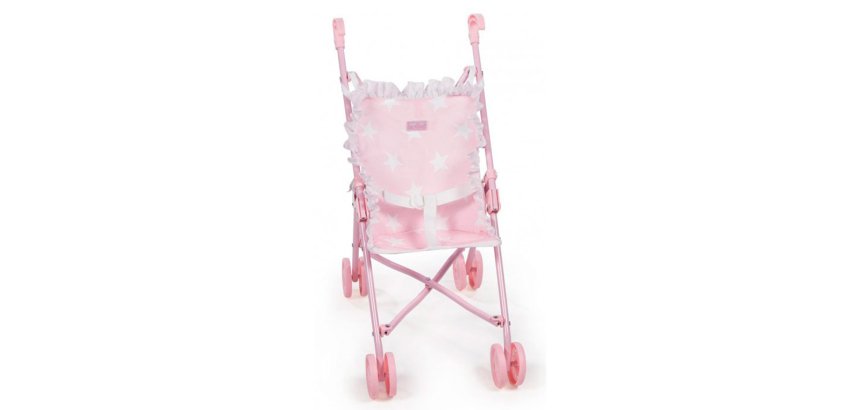 Silla pequeña de paseo para muñecas carlota color rosa 550x270x410 mm
