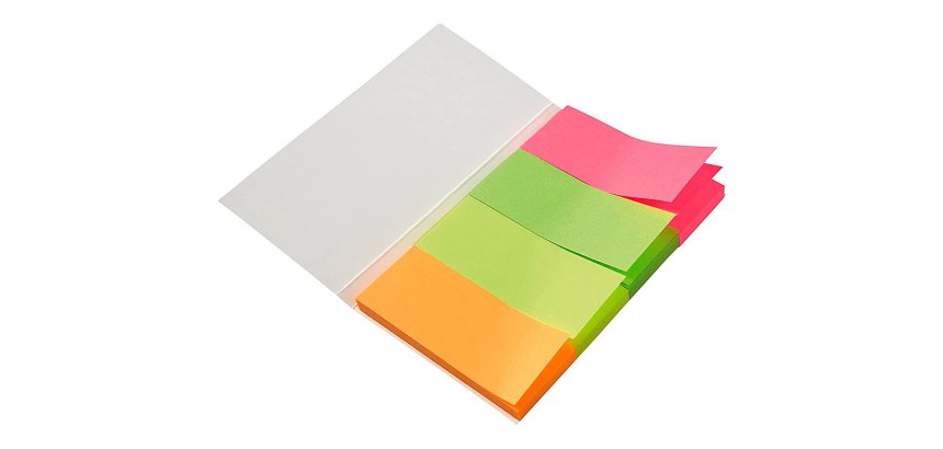 Banderitas separadoras 20x50 mm fluorescente pack de 4 con 20 hojas