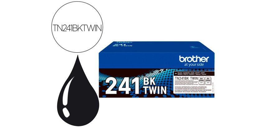 Toner brother tn241bktwin hl3140 / 3170 / 3150 / dcp9020 / mfc9140 / 9330 / 9340 negro 2500 paginas pack