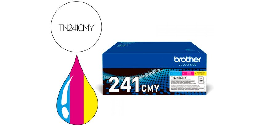 Toner brother tn241cmy hl3140 / 3170 / 3150 / dcp9020 / mfc9140 / 9330 / 9340 cian magenta yellow 1500 paginas