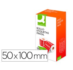 Etiqueta q-connect fragil 50x100 mm rollo de 200 unidades