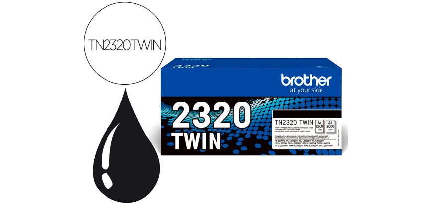 Toner brother tn-2320 dcpl2520dw /2540d/ mfcl2700dw / 2720dw / 2740dw negro 2600 paginas pack 2 unidades