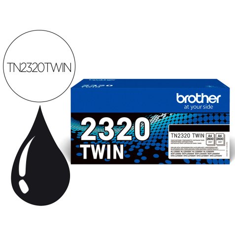 Toner brother tn-2320 dcpl2520dw /2540d/ mfcl2700dw / 2720dw / 2740dw negro 2600 paginas pack 2 unidades