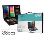 Estuche de pintura liderpapel plastico 86 piezas 34x23x3,2 cm