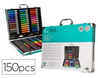 Estuche de pintura liderpapel aluminio 150 piezas maletin 37,8x29,7x4,6 cm