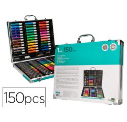 Estuche de pintura liderpapel aluminio 150 piezas maletin 37,8x29,7x4,6 cm
