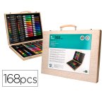 Estuche de pintura liderpapel madera 168 piezas maletin 39,3x30x4,8 cm