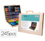 Estuche de pintura liderpapel madera 245 piezas maletin 49x36,6x4,5 cm