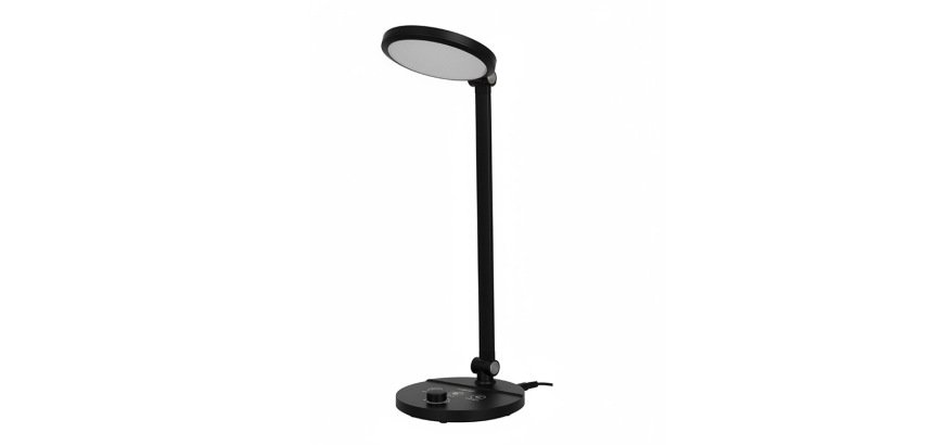 Lampara de escritorio q-connect led 7w 500 lm brillo regulable 3 niveles color cabeza brazo orientable negro