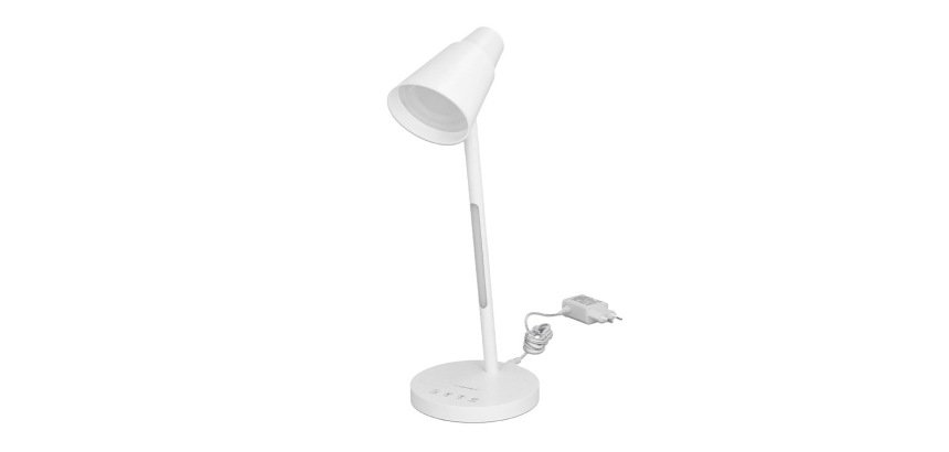 Lampara de escritorio q-connect led 6w 360 lm tactil 3 niveles color luz nocturna cabeza orientable blanco
