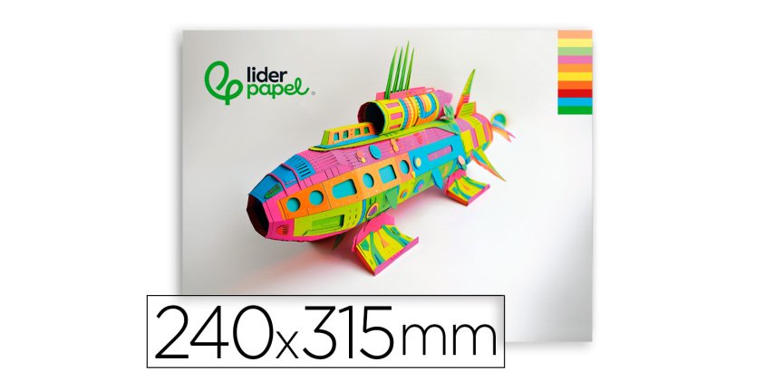 Bloc trabajos manuales liderpapel cartulina 240x315mm 10 hojas 5 colores neon + 5 colores intensos