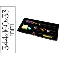 Bandeja organizadora q-connect de cajones color negro 344x160x33 mm
