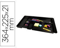 Bandeja organizadora q-connect de cajones color negro 364x225x21 mm
