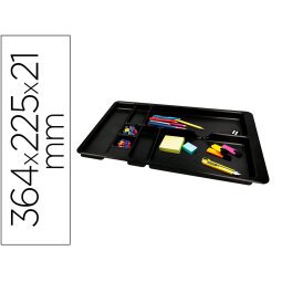 Bandeja organizadora q-connect de cajones color negro 364x225x21 mm