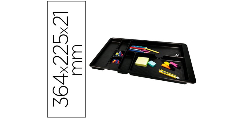 Bandeja organizadora q-connect de cajones color negro 364x225x21 mm