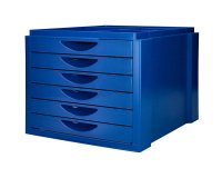 Fichero cajones de sobremesa q-connect bandeja organizadora superior 6 cajones color azul opaco