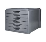 Fichero cajones de sobremesa q-connect bandeja organizadora superior 6 cajones color gris opaco
