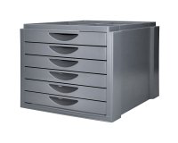 Fichero cajones de sobremesa q-connect bandeja organizadora superior 6 cajones color gris opaco