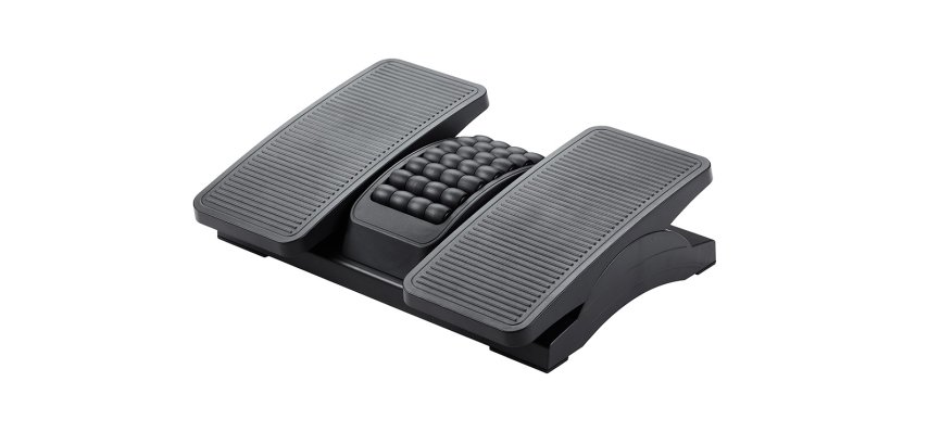 Reposapies plastico q-connect ajustable derecha izquierda 2 alturas efecto masaje 430x320x110 mm