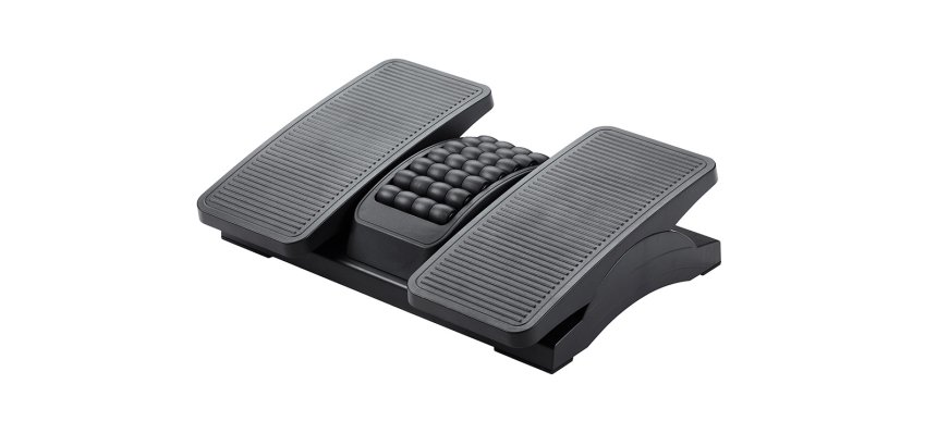 Reposapies plastico q-connect ajustable derecha izquierda 2 alturas efecto masaje 430x320x110 mm