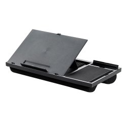 Soporte  de ordenador portátil q-connect ancho para portatil movil raton hasta 17\" ajustable 7 angulos diferentes color negro