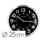 Reloj q-connect de pared metalico redondo 25 cm movimiento silencioso color negro con esfera cromado