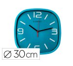 Reloj q-connect de pared de plastico redondo 30 cm movimiento silencioso color azul