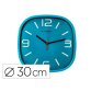 Reloj q-connect de pared de plastico redondo 30 cm movimiento silencioso color azul