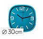 Reloj q-connect de pared de plastico redondo 30 cm movimiento silencioso color azul
