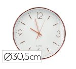 Reloj q-connect de pared metalico redondo 30,5 cm movimiento silencioso color rosa dorado