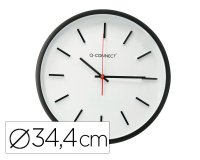 Reloj q-connect de pared de plastico redondo 34,4 cm movimiento silencioso color negro