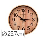 Reloj q-connect de pared de plastico redondo 25,7 cm movimiento silencioso color madera natural