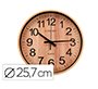 Reloj q-connect de pared de plastico redondo 25,7 cm movimiento silencioso color madera natural