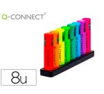 Rotulador q-connect fluorescente neon punta biselada estuche de sobremesa 8 colores surtidos