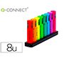 Rotulador q-connect fluorescente neon punta biselada estuche de sobremesa 8 colores surtidos