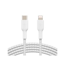Cable trenzado belkin caa004bt1mwh usb-c a lightning boost charge largo 1 m color blanco