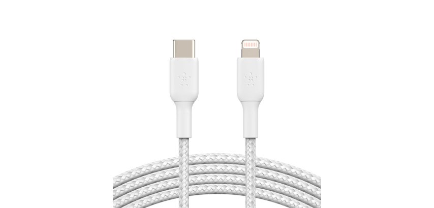 Cable trenzado belkin caa004bt1mwh usb-c a lightning boost charge largo 1 m color blanco