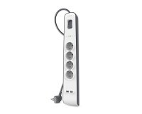 Regleta belkin bsv401vf2m proteccion sobretension 4 tomas + 2 puertos usb boton apagado y encendido color