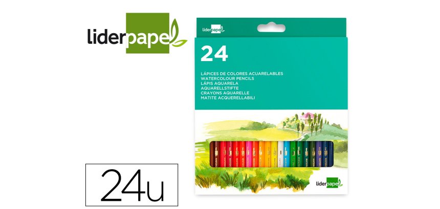 Lapices de colores acuarelables liderpapel caja de 24 unidades colores surtidos